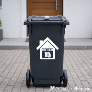 Házszám utcanév matrica kukára