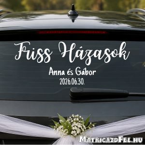 Friss házasok esküvői autómatrica