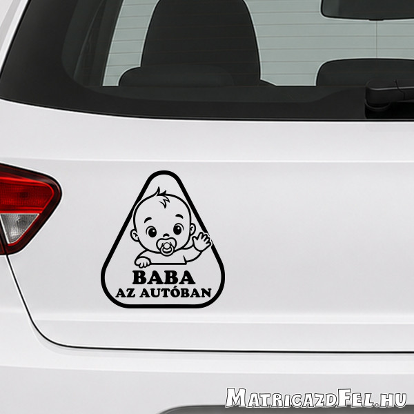 Baba az autóban matrica fiú