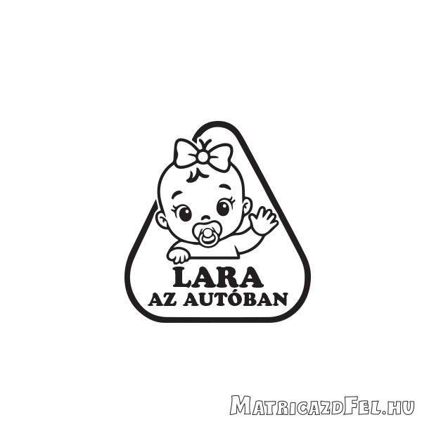 Baba az autóban matrica saját névvel - lány - Image 2
