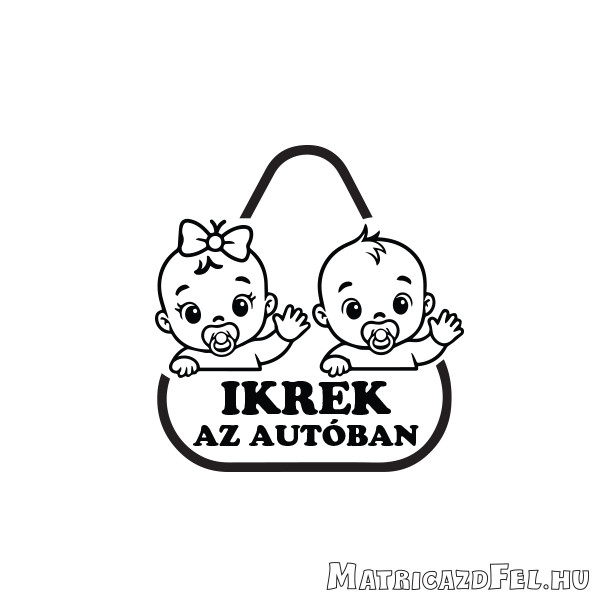 Ikrek az autóban matrica - fiú lány - Image 2