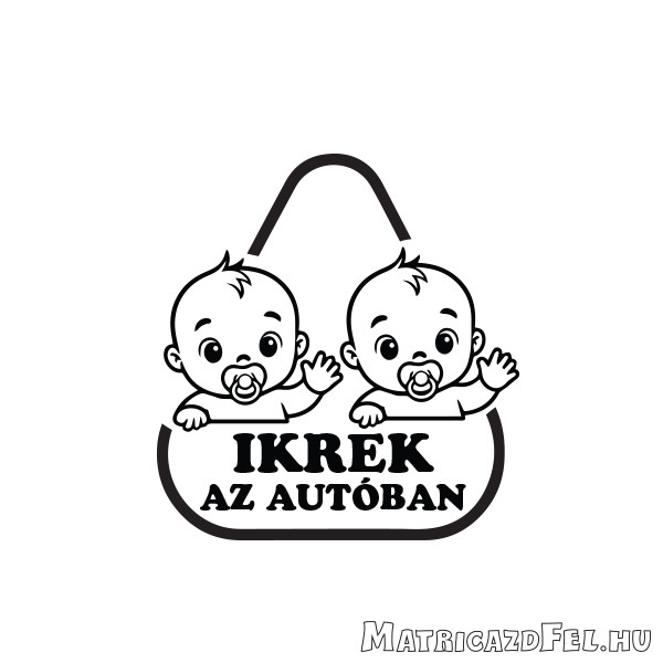 Ikrek az autóban matrica - fiúk - Image 2