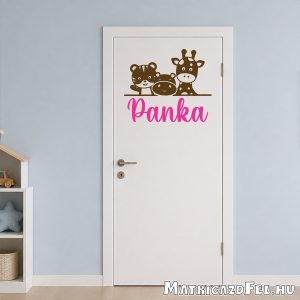 Gyerekszoba ajtó matrica névvel állatokkal