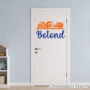 gyerekszoba ajtó matrica névvel járművekkel